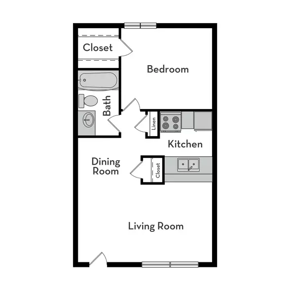1 Bed • 1 Bath 263 floor plan