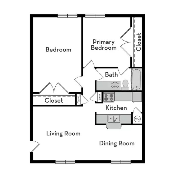 2 Beds • 1 Bath 322 floor plan