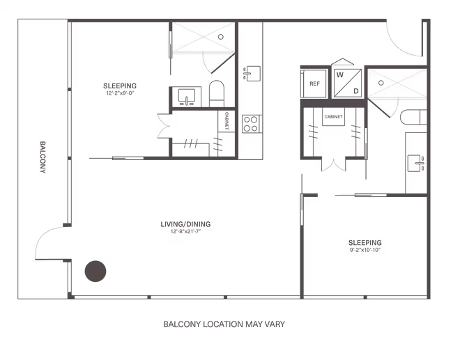 2 Beds • 2 Bath 1118 floor plan
