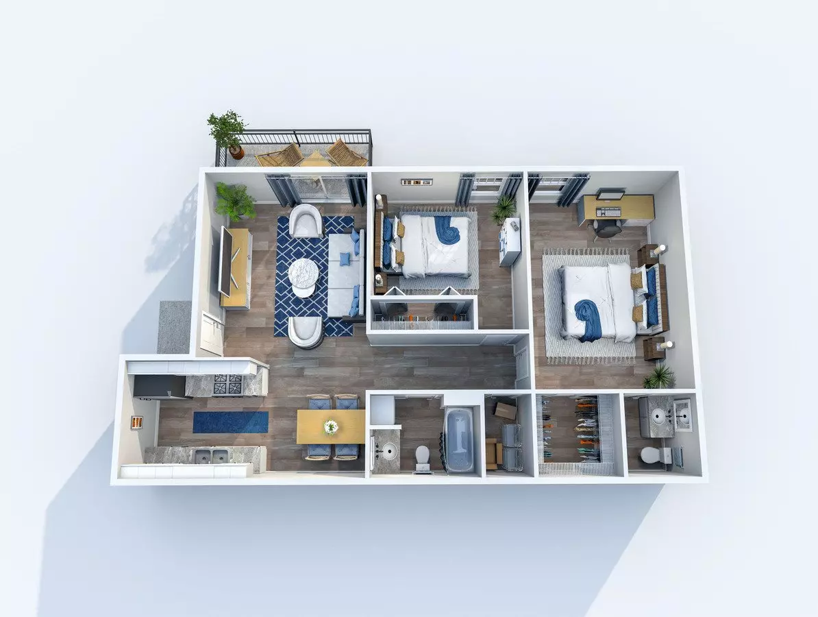 2 Beds • 1 Bath 215 floor plan