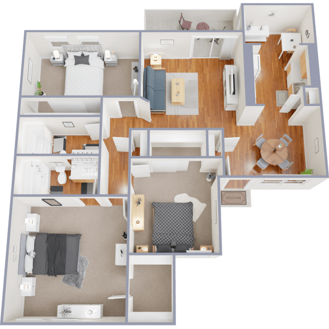 3 Bed 2 Bath 250 floor plan