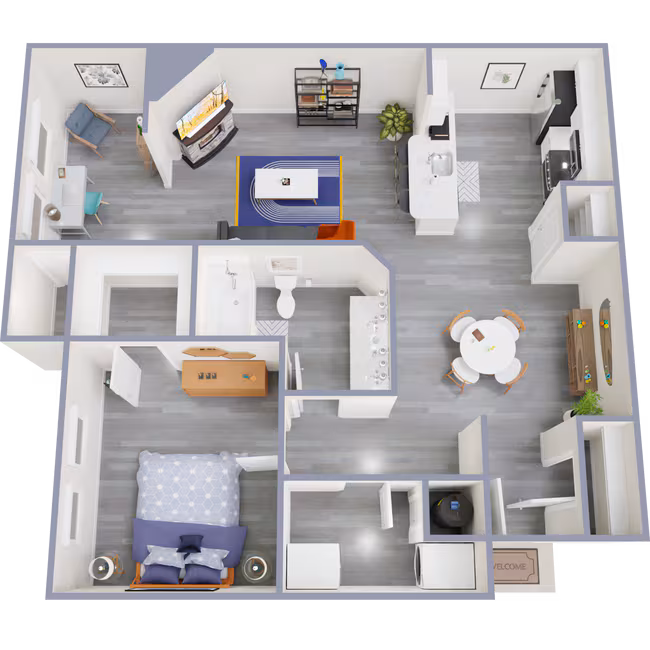 1 Bed • 1 Bath 0714 floor plan
