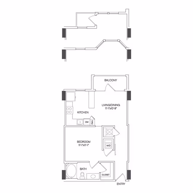 1 Bed • 1 Bath 220 floor plan