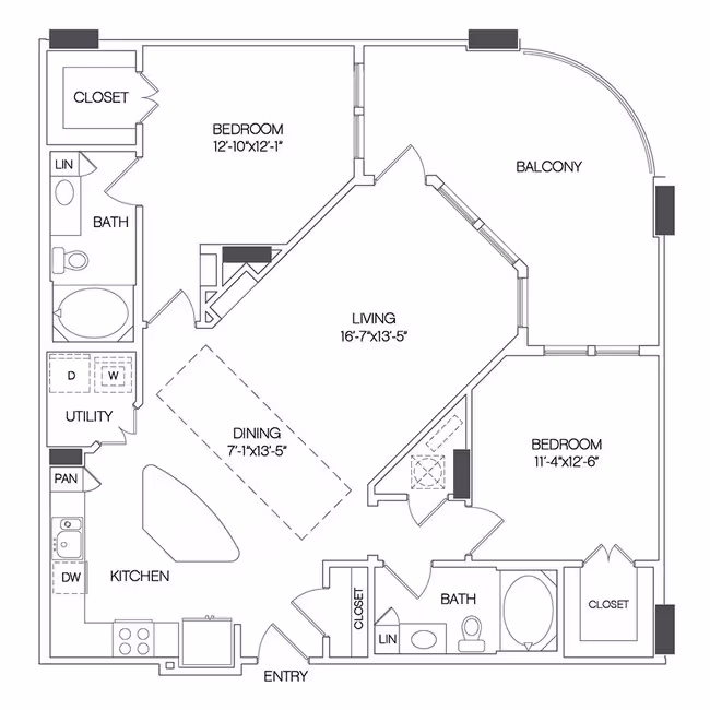 2 Beds • 2 Bath 732 floor plan