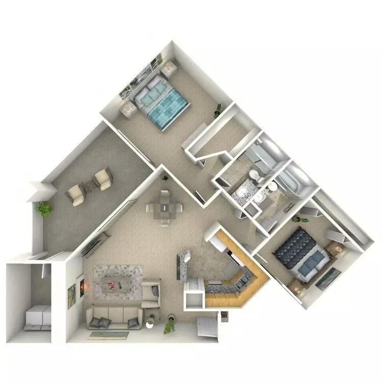 2 Beds • 2 Bath 135 floor plan