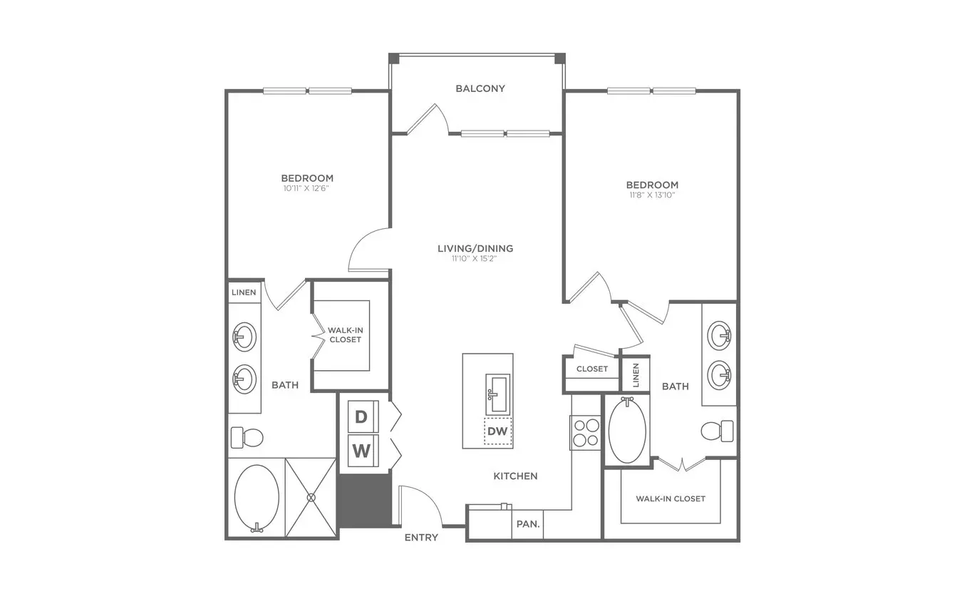 2 Beds • 2 Bath 4184 floor plan