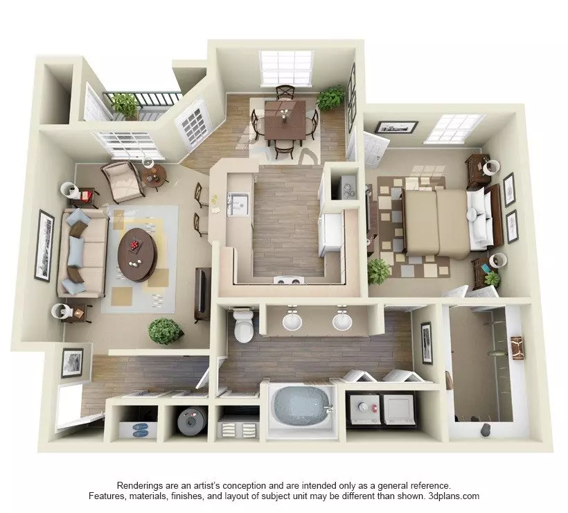 1 Bed • 1 Bath WAITA4 floor plan
