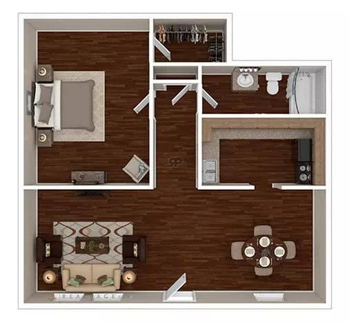 1 Bed • 1 Bath 108 floor plan