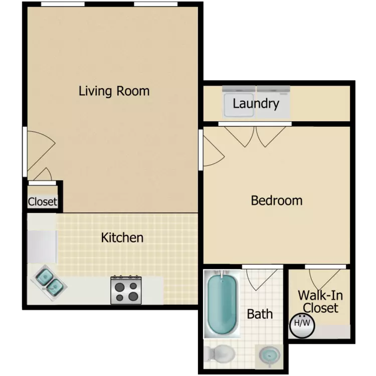 1 Bedroom 36 floor plan