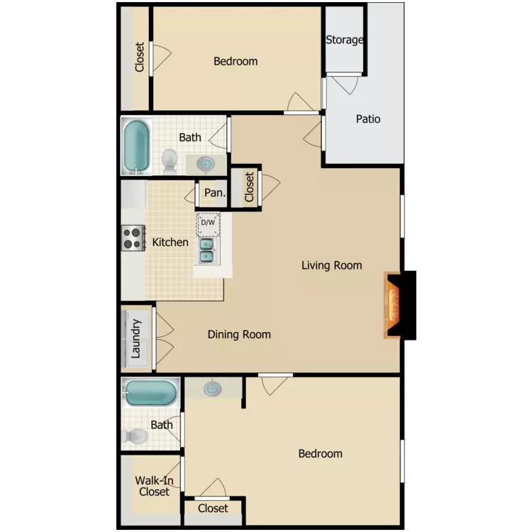 2 Bedroom 2 Bath 139 floor plan