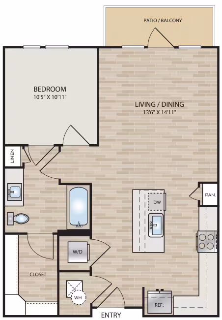 1 Bed • 1 Bath 469 floor plan