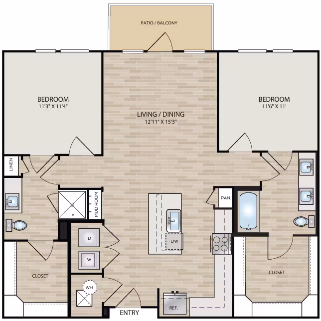 2 Beds • 2 Bath 409 floor plan