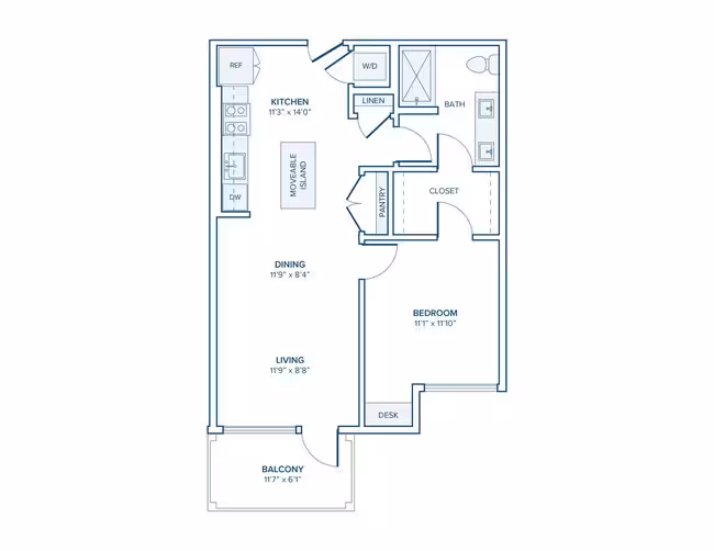 1 Bed • 1 Bath 4019 floor plan