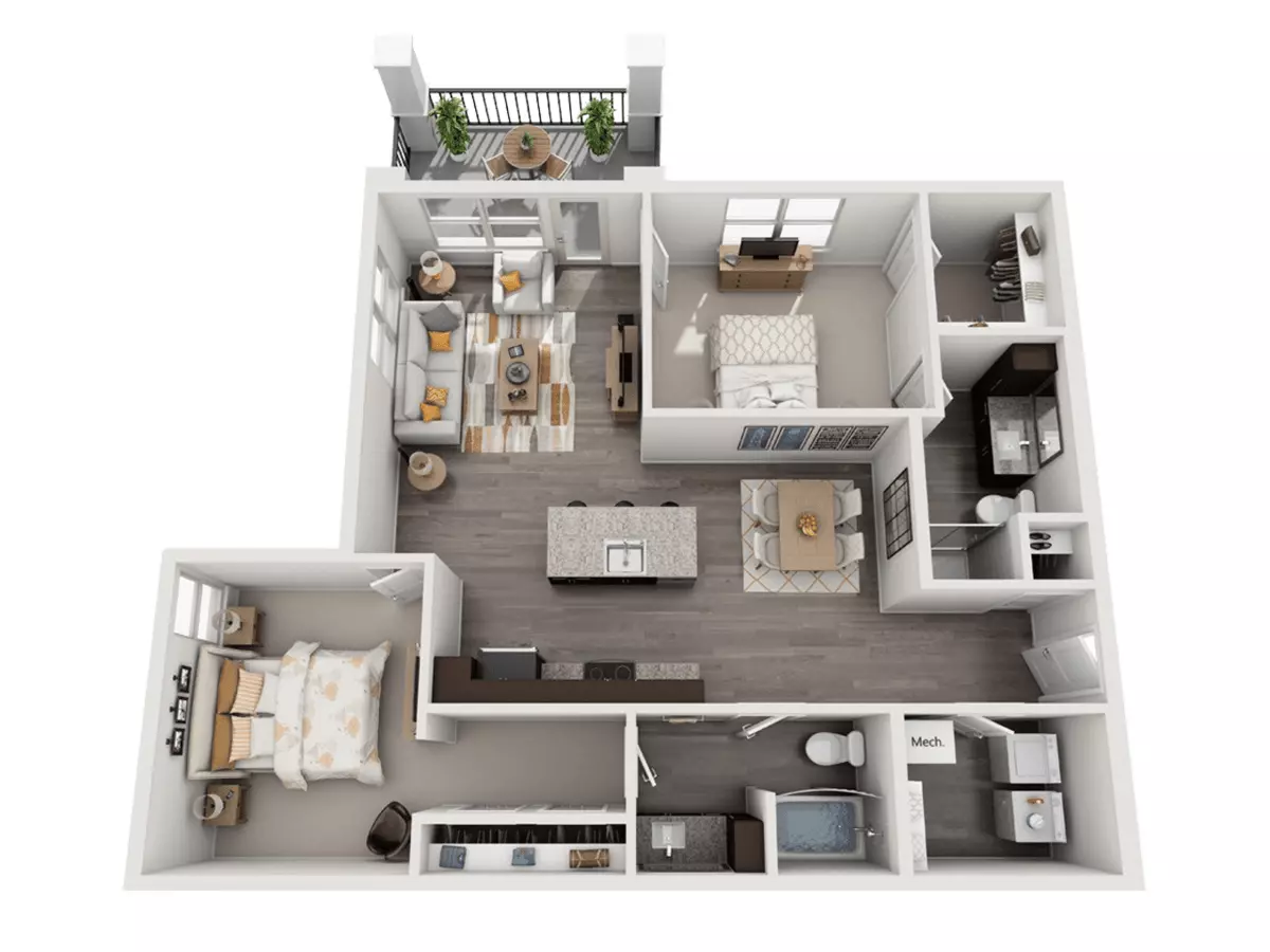 2 Beds • 2 Bath 1221 floor plan