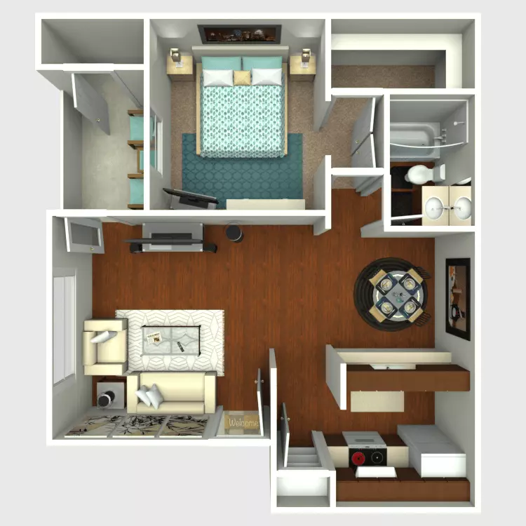 1 Bedroom 1 Bathroom 2103 2103 floor plan