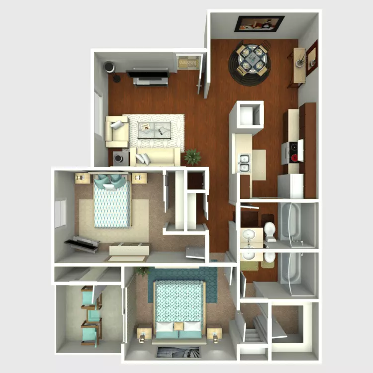2BR/2BA 1129 floor plan
