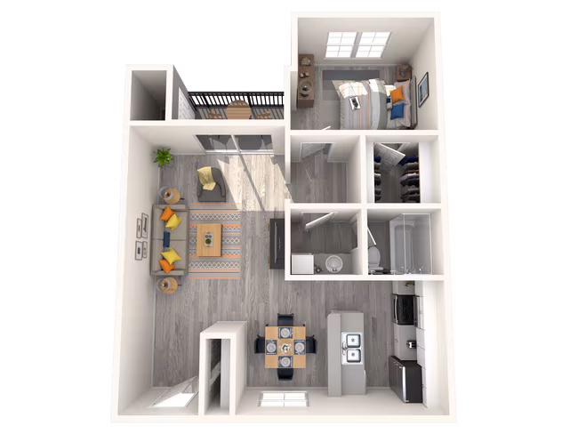 1 Bed • 1 Bath Q-141 floor plan
