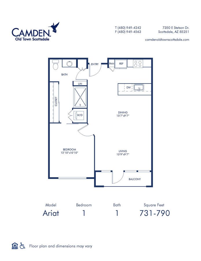 1 Bed • 1 Bath 1018E floor plan