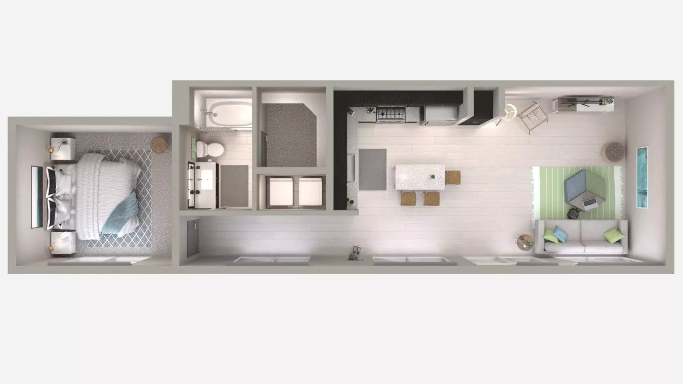1 Bed • 1 Bath WAIT1X1B floor plan