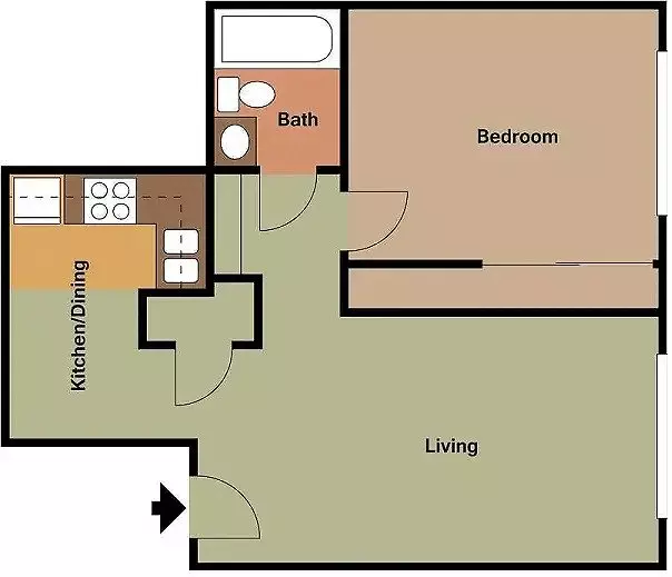 1 Bed • 1 Bath 105 floor plan