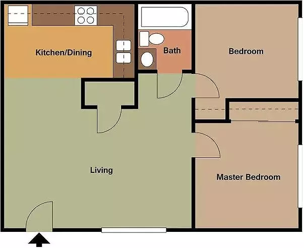 2 Beds • 1 Bath 118 floor plan