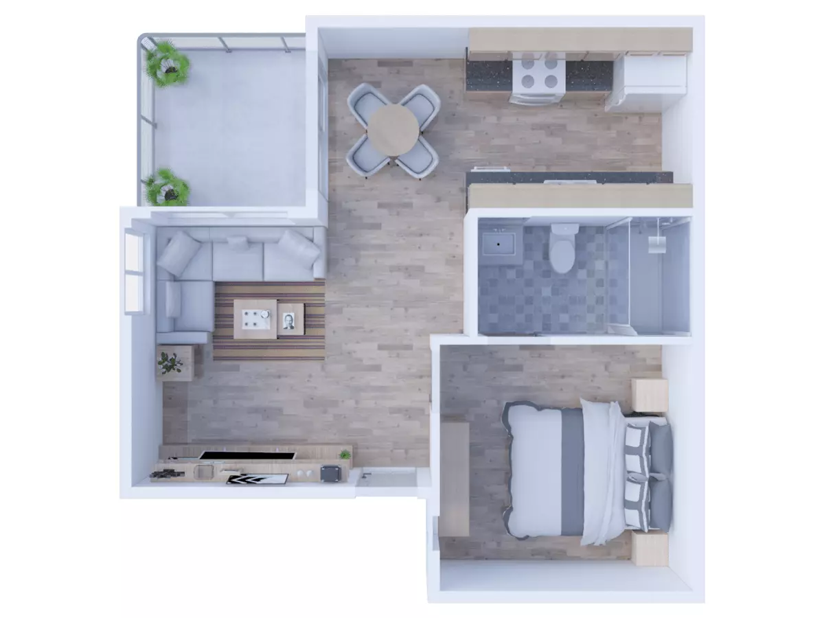 1 Bed • 1 Bath 3N floor plan