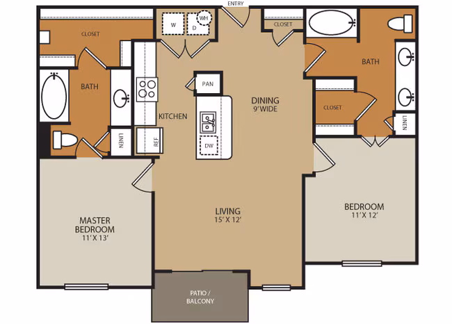 2 Beds • 2 Bath 3124 floor plan