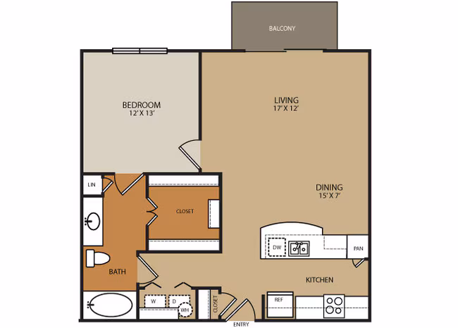 1 Bed • 1 Bath 3023 floor plan