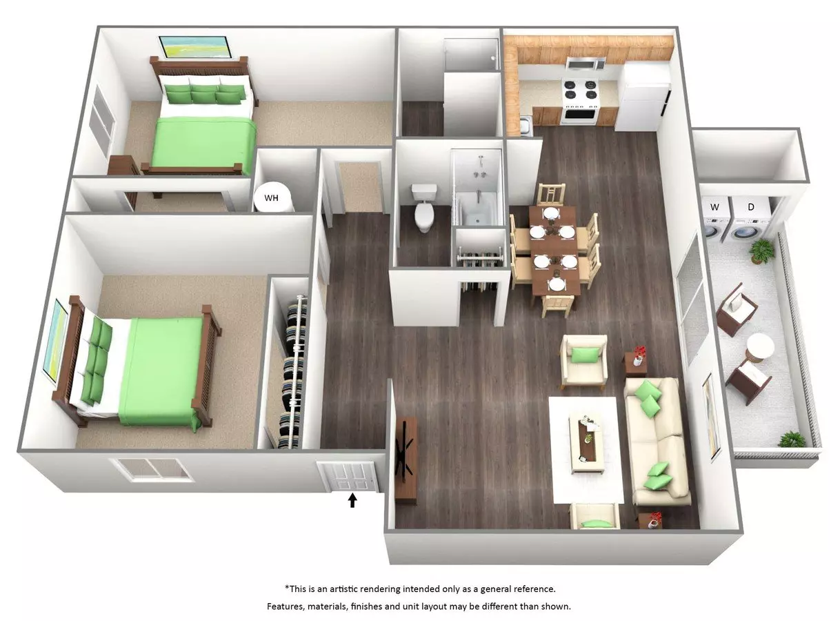 Two Bed Two Bath - B2 1040 floor plan