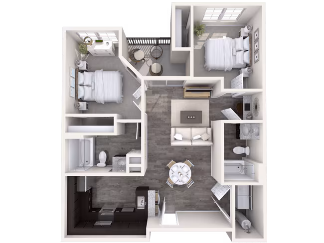 2 Beds • 2 Bath 1043 floor plan