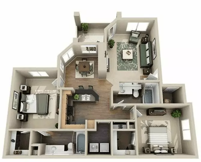 2 Bedroom-Bronze 1048 floor plan