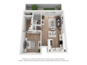 1 Bed • 1 Bath 1195 floor plan