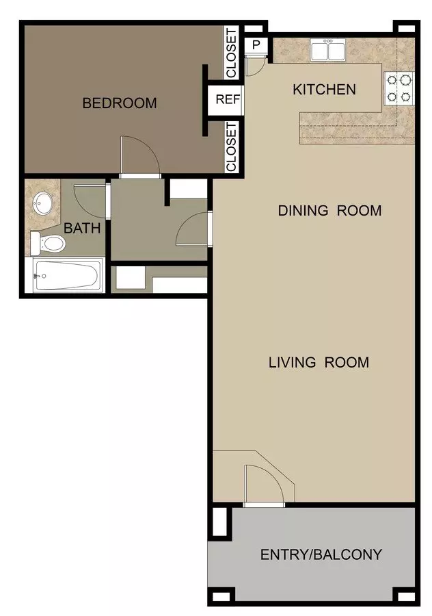 1 Bed • 1 Bath N224 floor plan