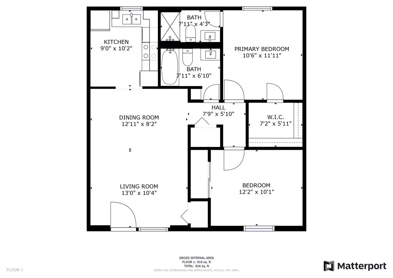 2 Beds • 2 Bath floor plan