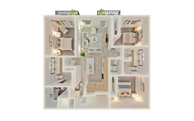 3 Beds • 2 Bath 1096 floor plan
