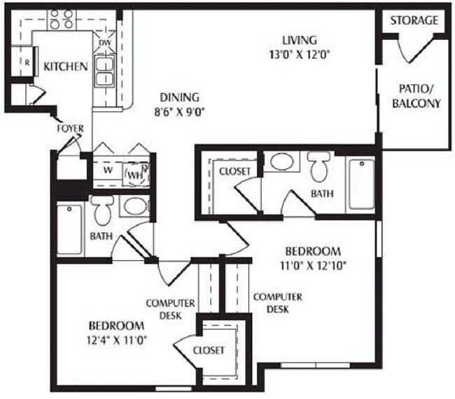2 Beds • 2 Bath 2116 floor plan