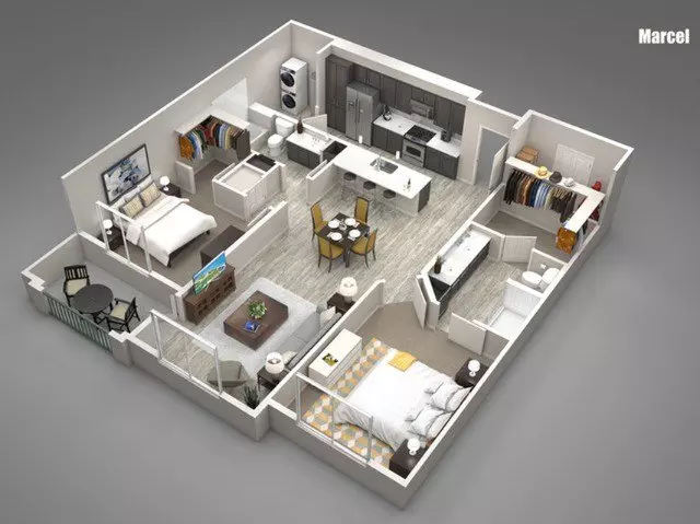 2 Beds • 2 Bath 459 floor plan