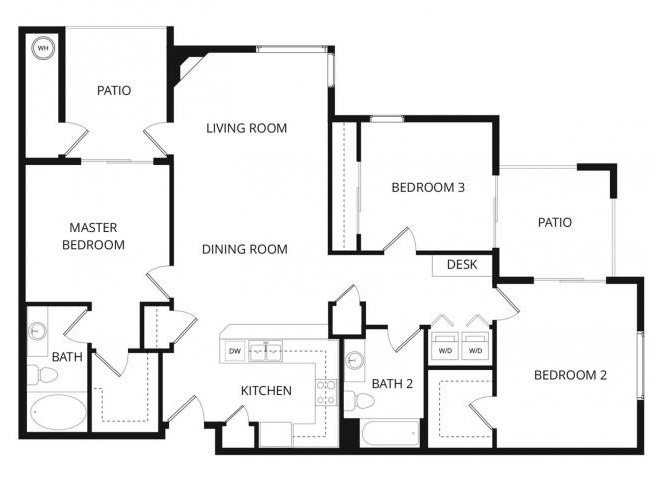 3 Beds • 2 Bath D419 floor plan
