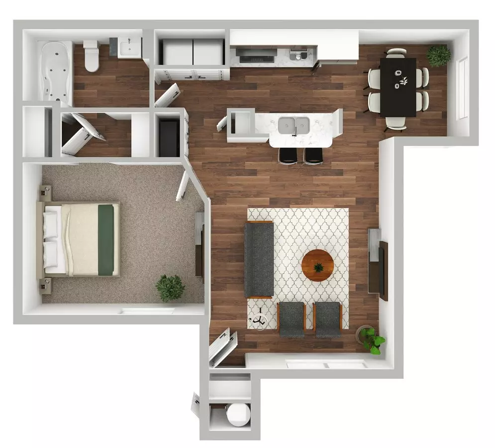 1 Bed • 1 Bath 01-205 floor plan
