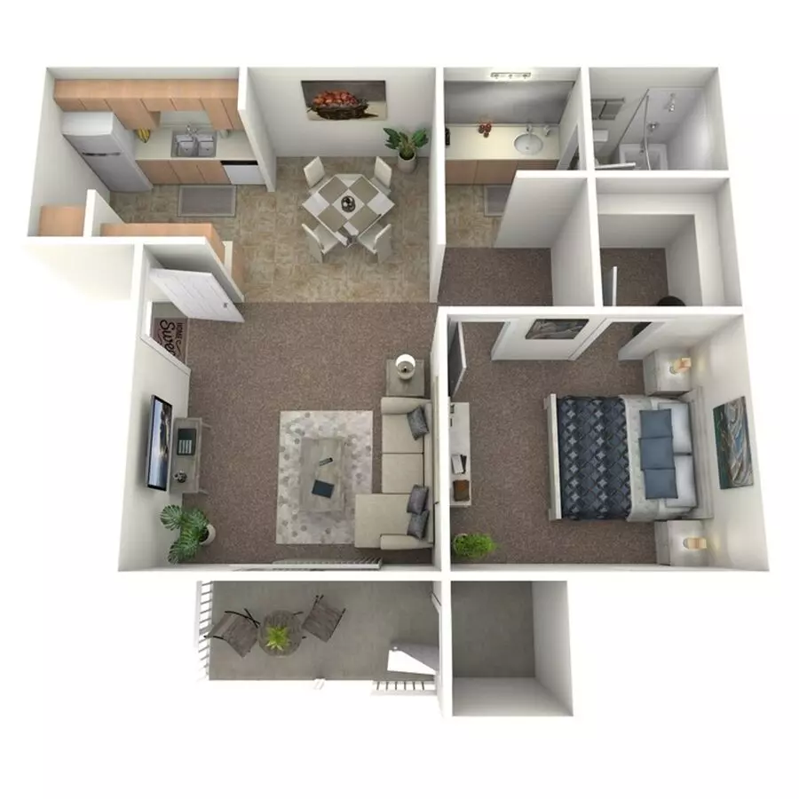 1x1 WD - G 805 floor plan