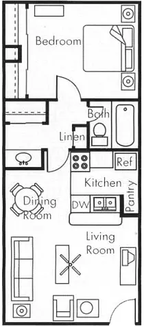 1x1- no patio 0118 floor plan