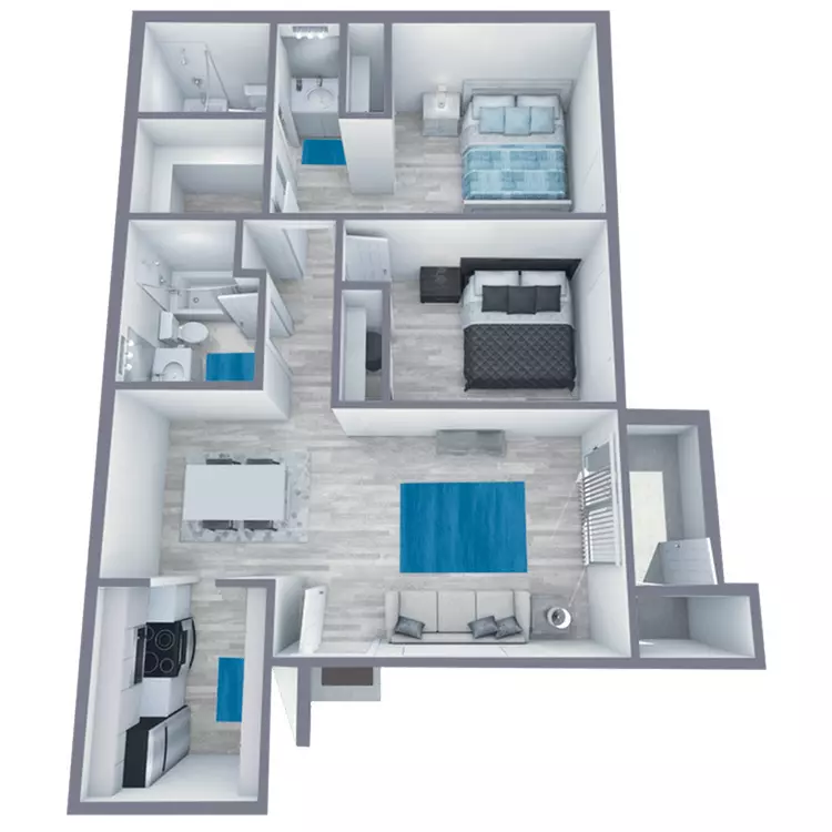 2 Beds • 2 Bath 217 floor plan