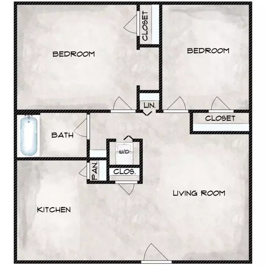 2 Beds • 1 Bath 208 floor plan
