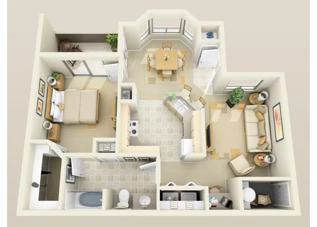1 Bed • 1 Bath 3087 floor plan