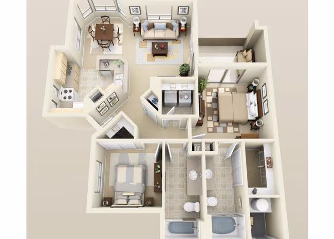 2 Beds • 2 Bath 3088 floor plan