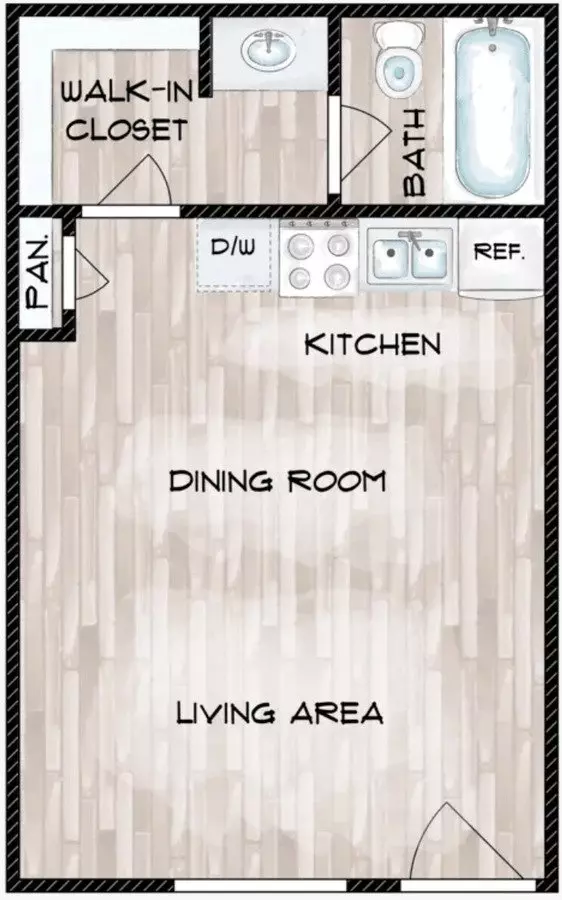 Studio • 1 Bath floor plan