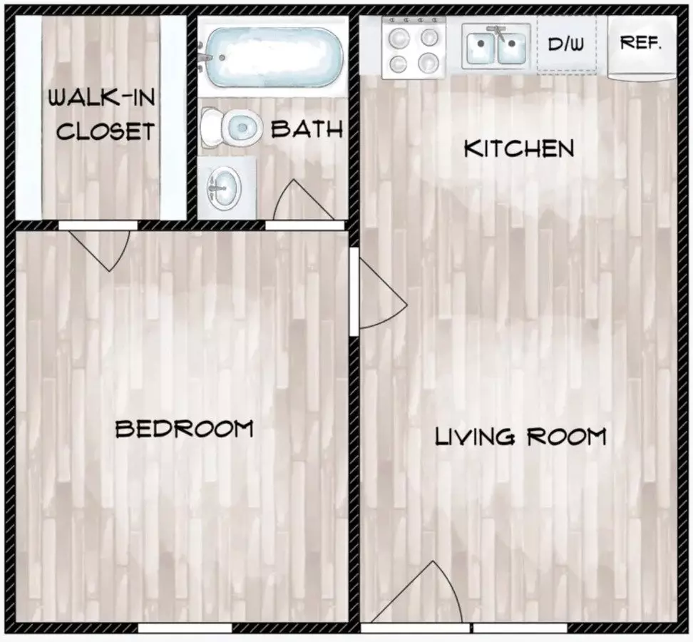 1 Bed • 1 Bath floor plan