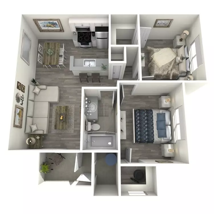 2 Beds • 1 Bath 1097 floor plan
