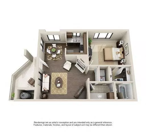 1 Bed • 1 Bath 1022 floor plan