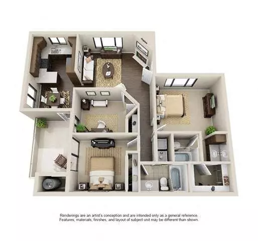 3 Beds • 2 Bath 1081 floor plan